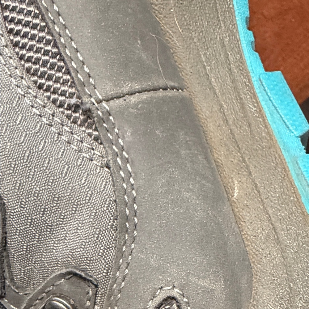 Ahnu Gray Hiking Boots with Teal and Yellow Accents - Picture 15 of 16